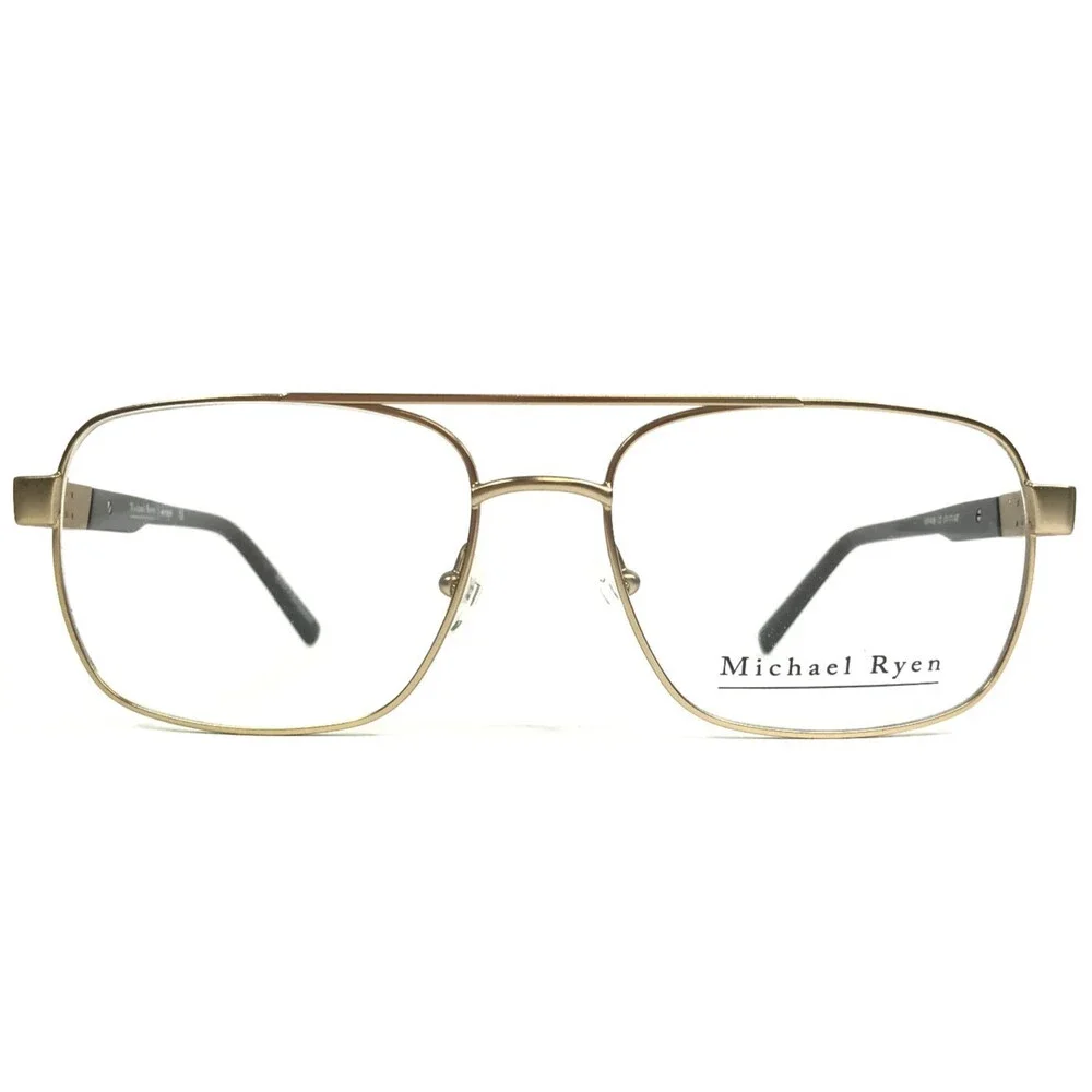 Michael Ryen Eyeglasses Frames MR-436 C2 Matte Gold Brown Aviator 57-17-147